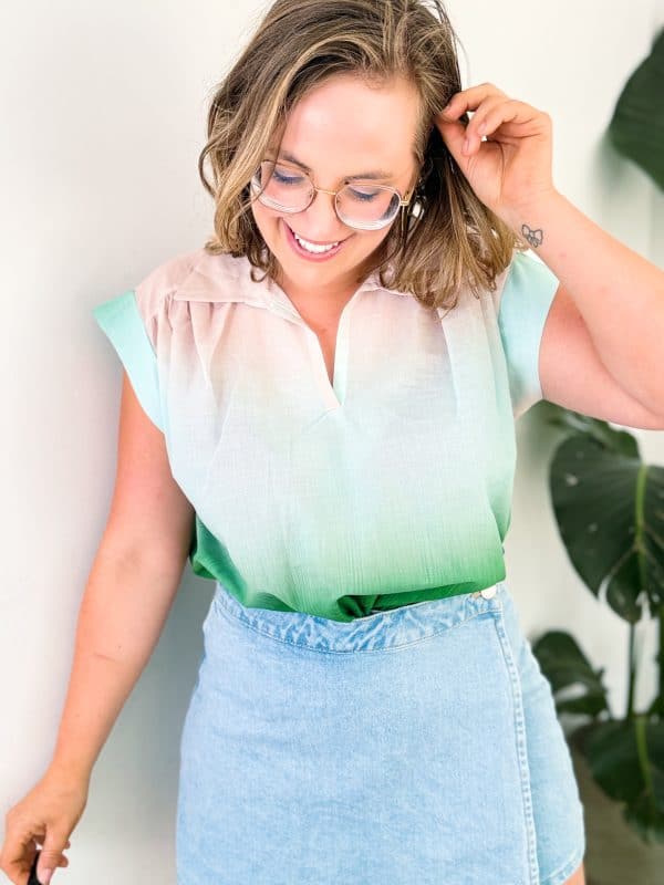 Blouse 'Swirl' - aqua